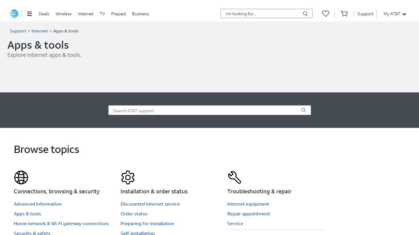 Apps & tools support for Internet customers - AT&T® Official Site